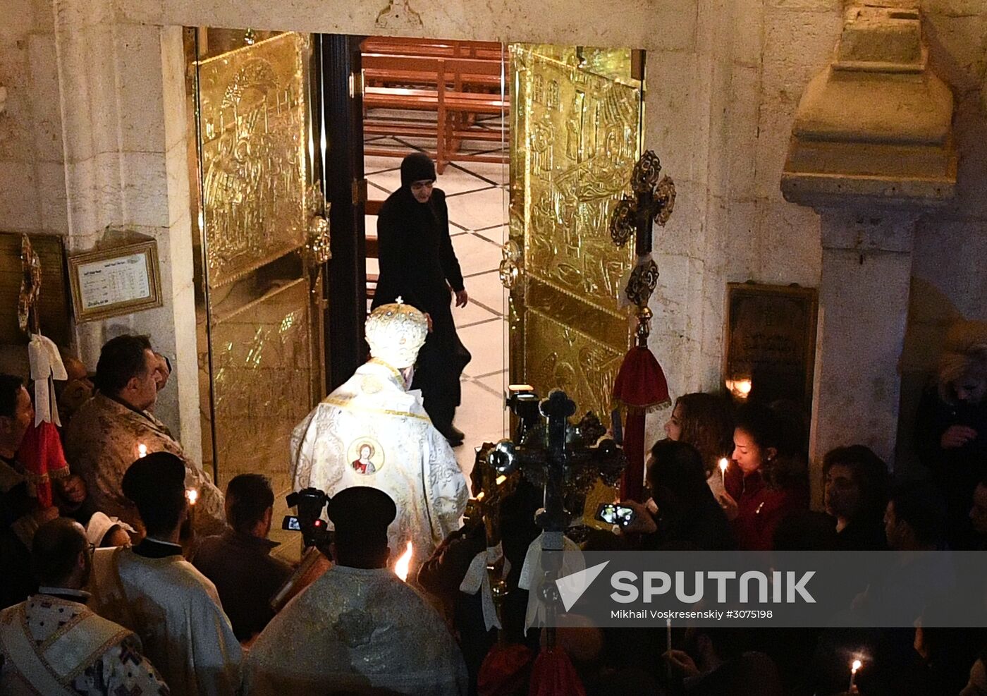 Easter service at church in Saidnaya, Syria
