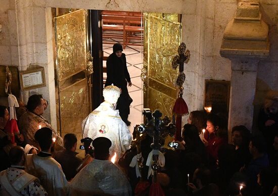 Easter service at church in Saidnaya, Syria