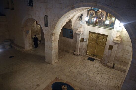 Easter service at church in Saidnaya, Syria
