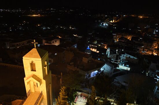 Easter service at church in Saidnaya, Syria