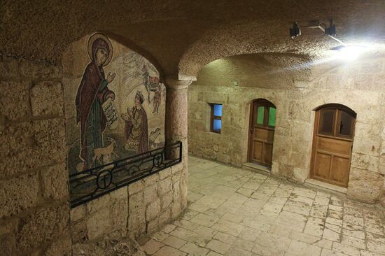 Easter service at church in Saidnaya, Syria