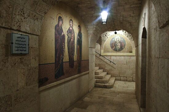 Easter service at church in Saidnaya, Syria