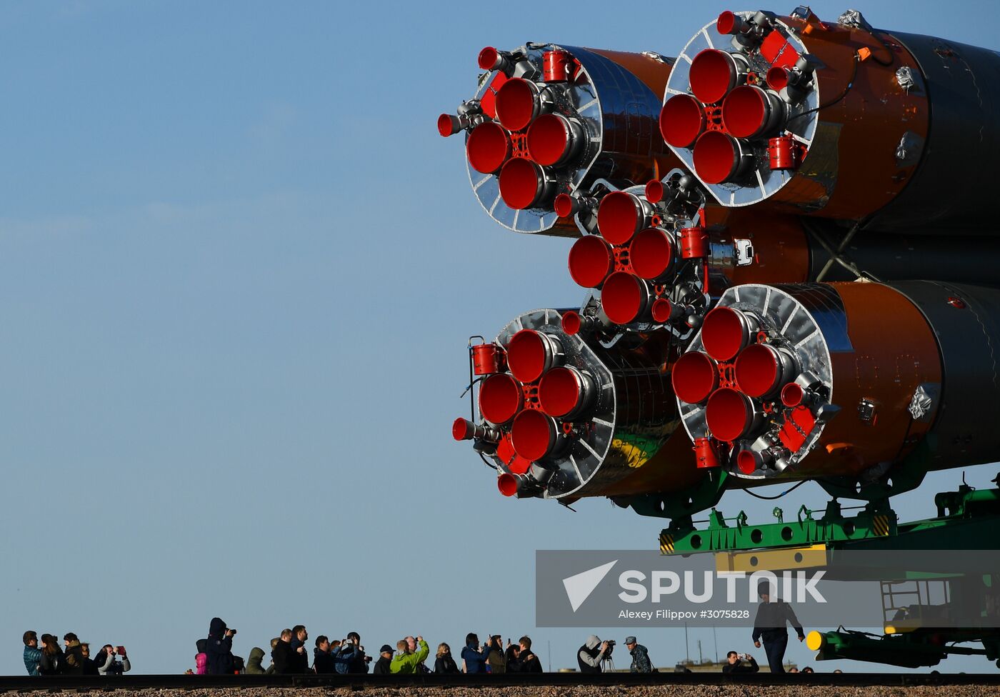 Soyuz FG carrier rocket with Soyuz MS-04 manned spacecraft moved to launch pad