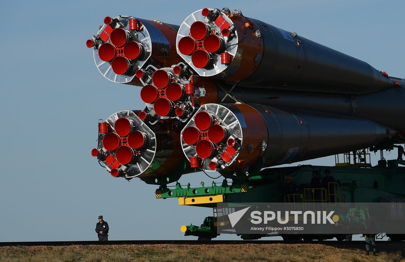 Soyuz FG carrier rocket with Soyuz MS-04 manned spacecraft moved to launch pad
