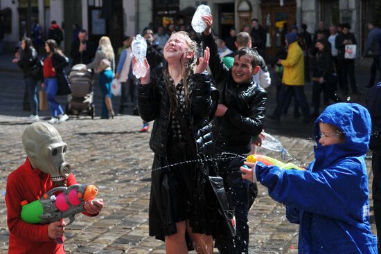 Water Fight Monday in Lvov