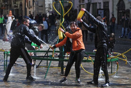 Water Fight Monday in Lvov