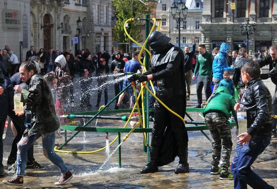 Water Fight Monday in Lvov