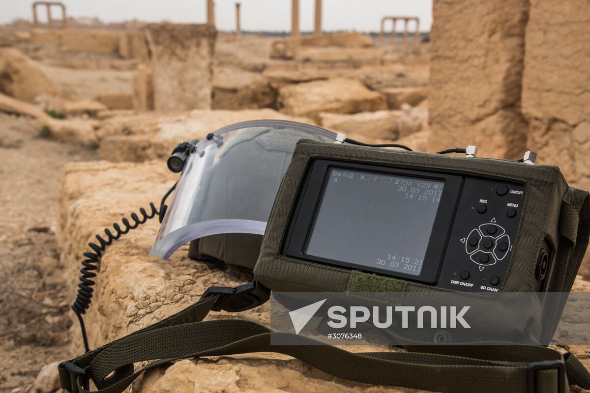 Russian mine pickers use new robotic systems during mine lifting in Palmyra