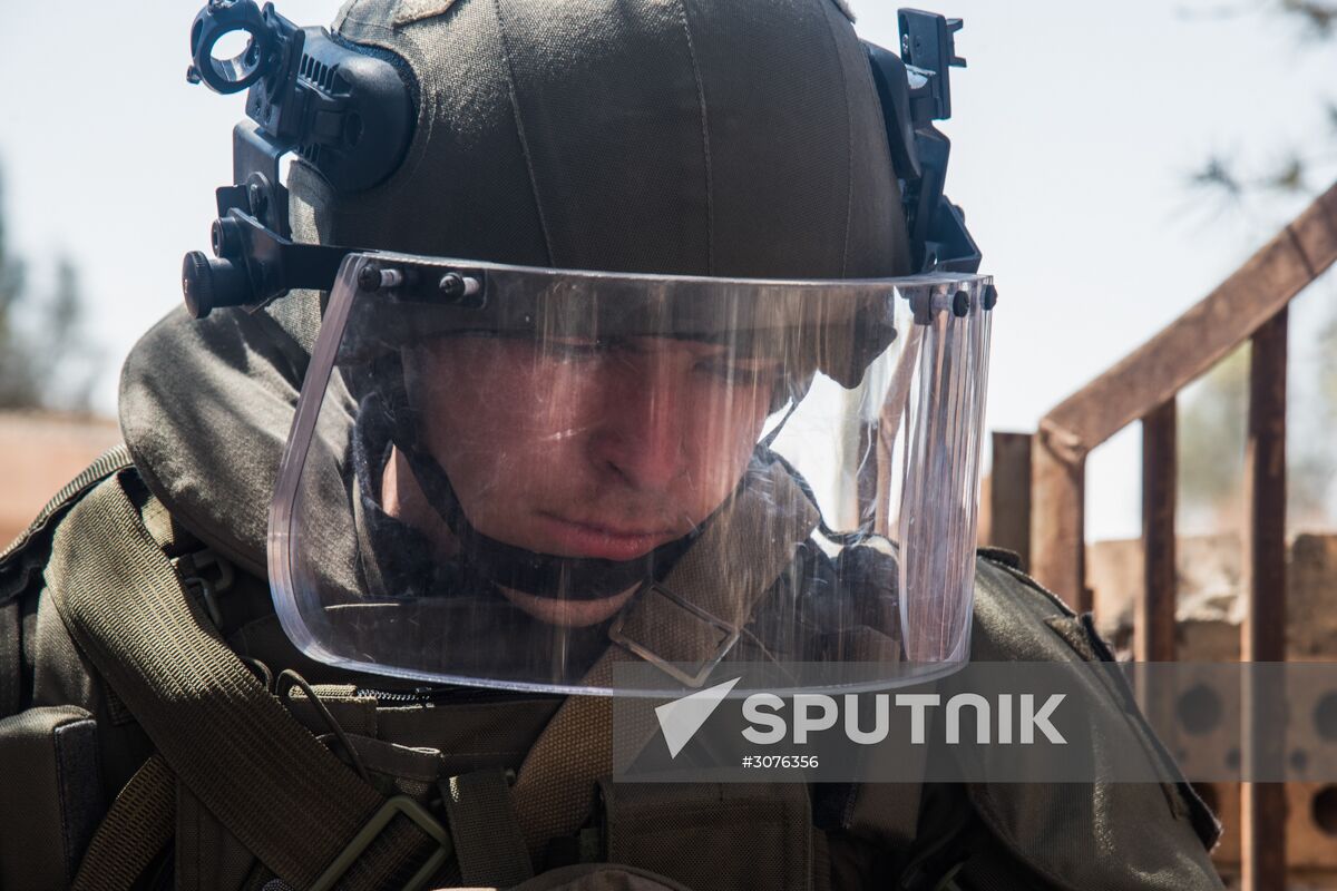 Russian mine pickers use new robotic systems during mine lifting in Palmyra