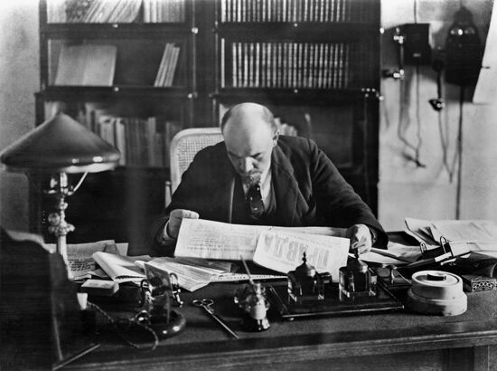Vladimir Lenin in his office
