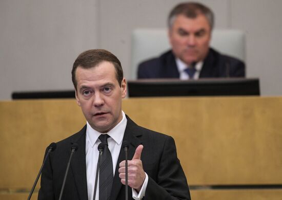 Prime Minister Dmitry Medvedev presents Government report at State Duma