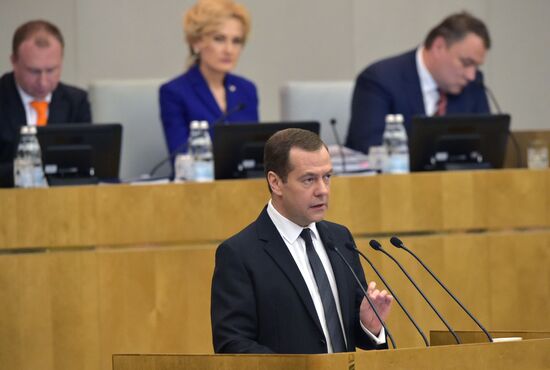Prime Minister Dmitry Medvedev presents Government report at State Duma