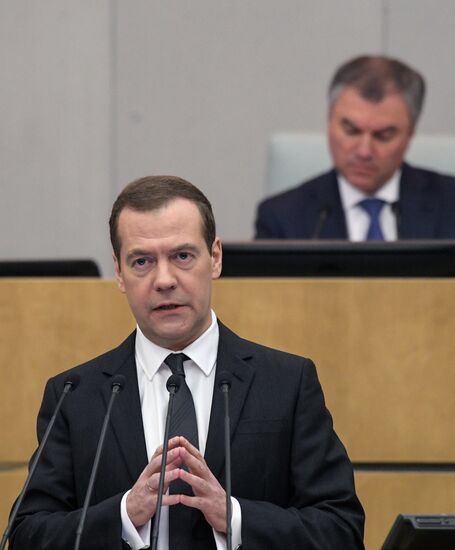 Prime Minister Dmitry Medvedev presents Government report at State Duma
