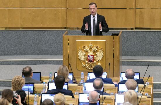 Prime Minister Dmitry Medvedev presents Government report at State Duma