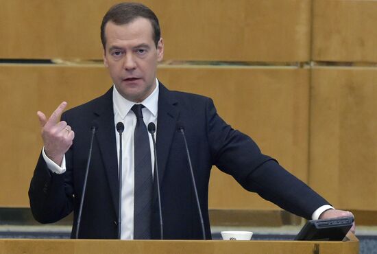 Prime Minister Dmitry Medvedev presents Government report at State Duma