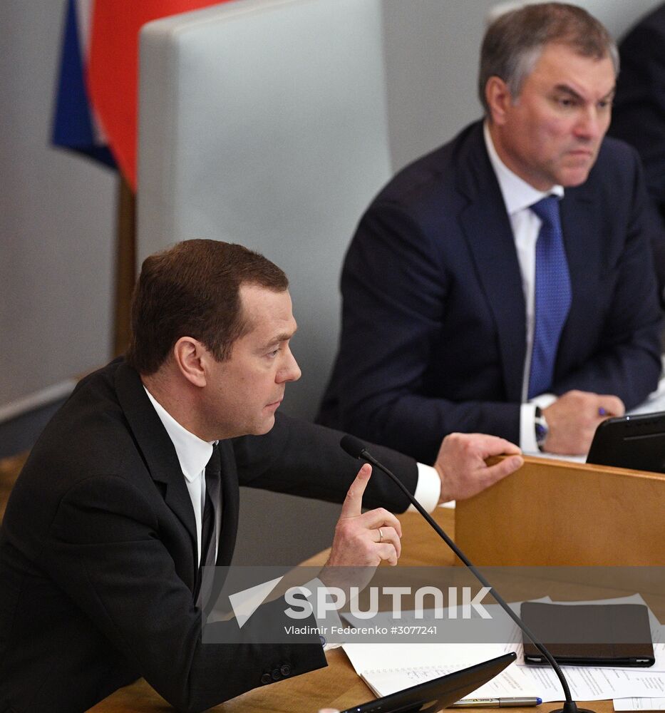 Prime Minister Dmitry Medvedev presents Government report at State Duma