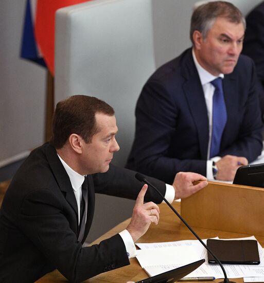 Prime Minister Dmitry Medvedev presents Government report at State Duma