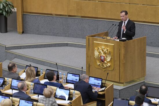 Prime Minister Dmitry Medvedev presents Government report at State Duma