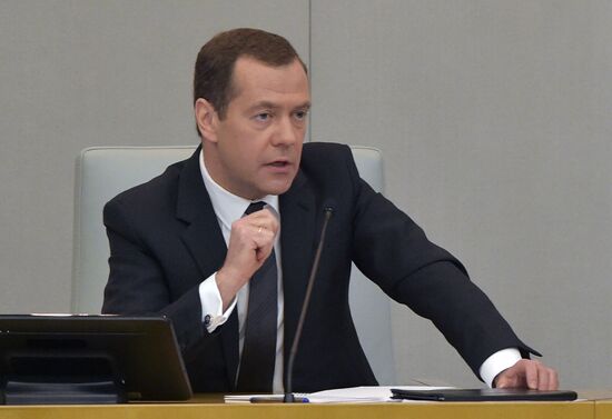 Prime Minister Dmitry Medvedev presents Government report at State Duma