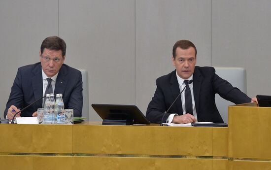 Prime Minister Dmitry Medvedev presents Government report at State Duma