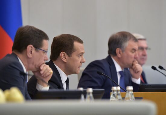 Prime Minister Dmitry Medvedev presents Government report at State Duma
