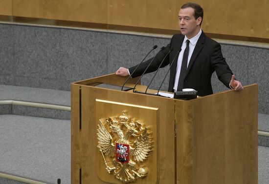 Prime Minister Dmitry Medvedev presents Government report at State Duma