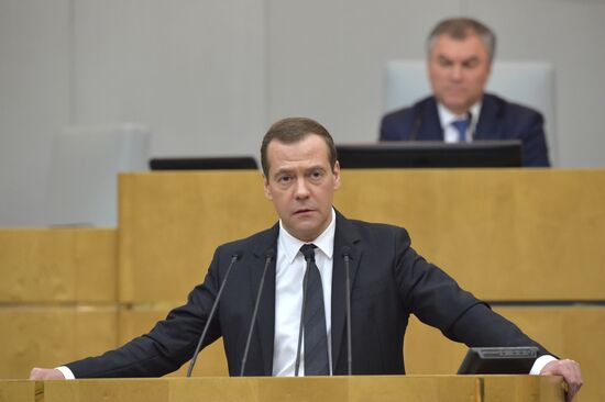 Prime Minister Dmitry Medvedev presents Government report at State Duma