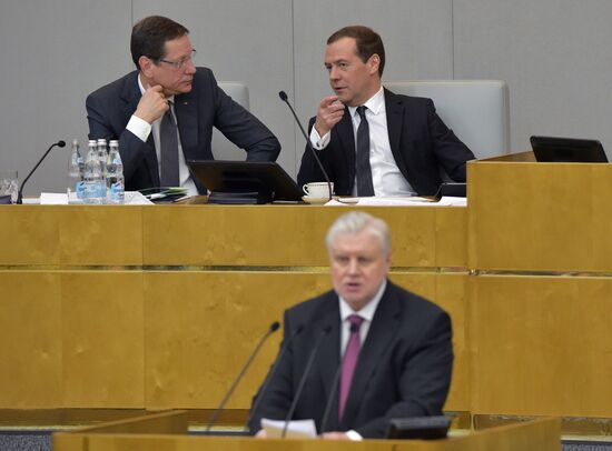Prime Minister Dmitry Medvedev presents Government report at State Duma