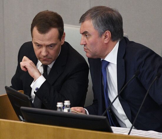 Prime Minister Dmitry Medvedev presents Government report at State Duma