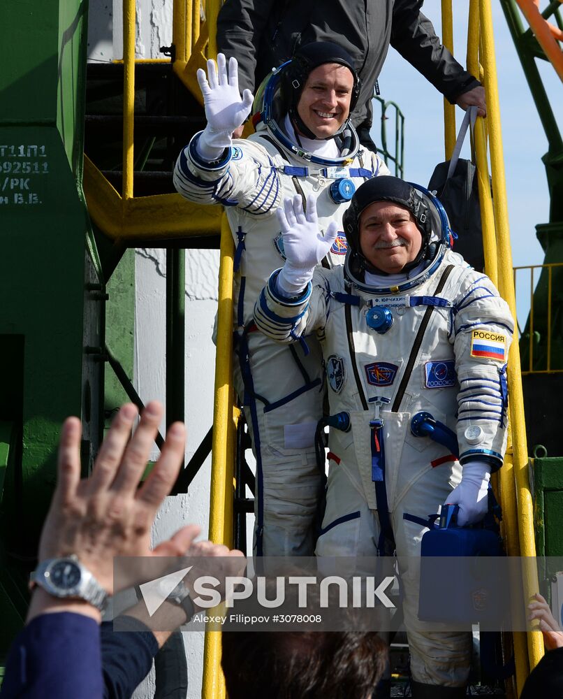 Soyuz-FG carrier rocket with manned spacecraft Soyuz MS-04 launches from Baikonur