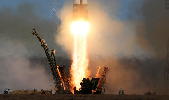 Soyuz-FG carrier rocket with manned spacecraft Soyuz MS-04 launches from Baikonur