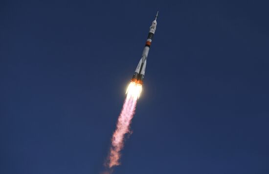 Soyuz-FG carrier rocket with manned spacecraft Soyuz MS-04 launches from Baikonur