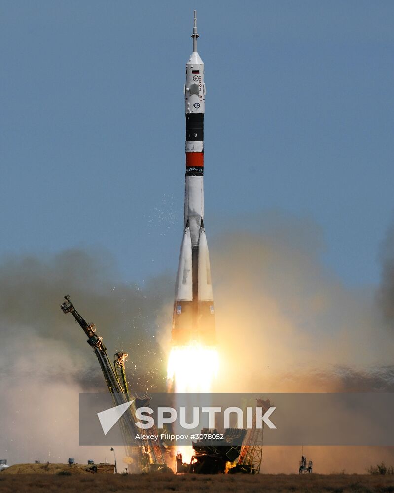 Soyuz-FG carrier rocket with manned spacecraft Soyuz MS-04 launches from Baikonur