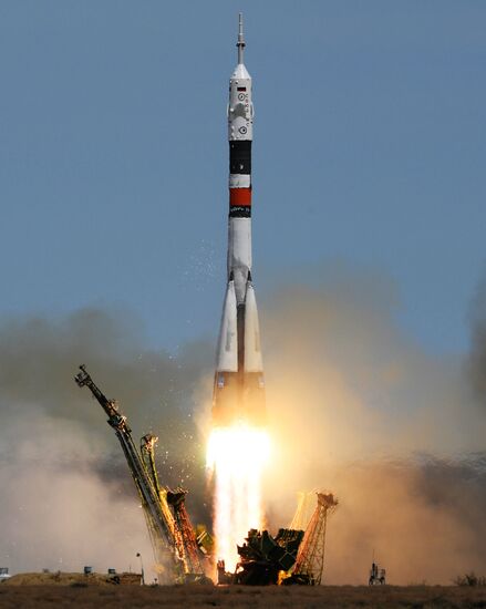 Soyuz-FG carrier rocket with manned spacecraft Soyuz MS-04 launches from Baikonur