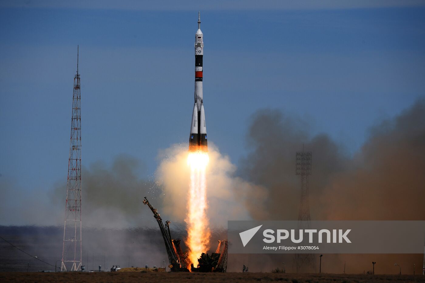 Soyuz-FG carrier rocket with manned spacecraft Soyuz MS-04 launches from Baikonur