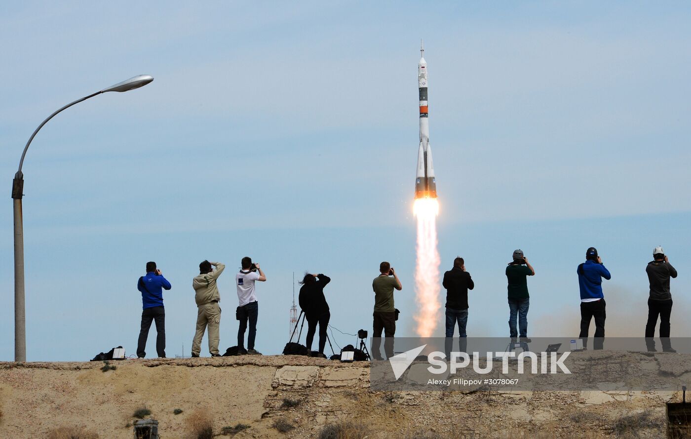 Soyuz-FG carrier rocket with manned spacecraft Soyuz MS-04 launches from Baikonur