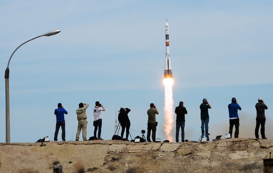 Soyuz-FG carrier rocket with manned spacecraft Soyuz MS-04 launches from Baikonur