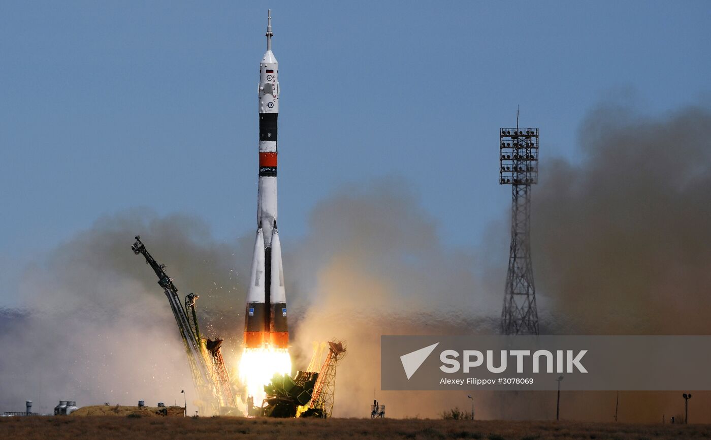 Soyuz-FG carrier rocket with manned spacecraft Soyuz MS-04 launches from Baikonur