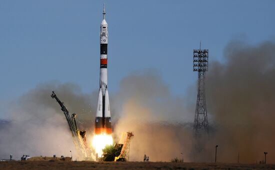 Soyuz-FG carrier rocket with manned spacecraft Soyuz MS-04 launches from Baikonur