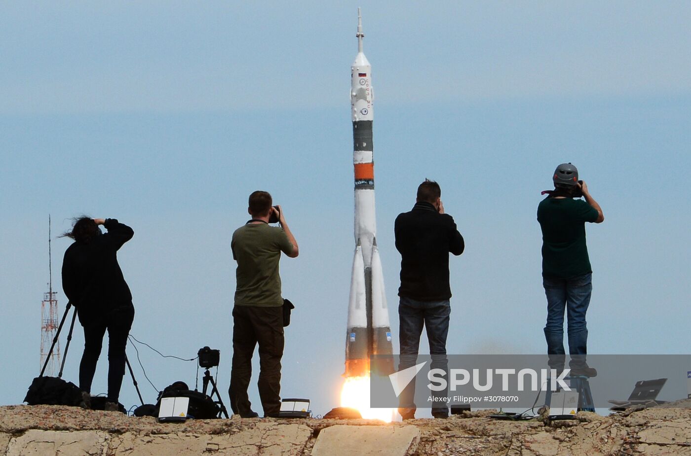 Soyuz-FG carrier rocket with manned spacecraft Soyuz MS-04 launches from Baikonur