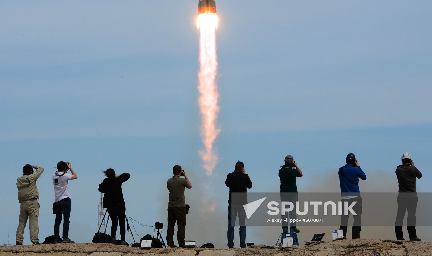 Soyuz-FG carrier rocket with manned spacecraft Soyuz MS-04 launches from Baikonur