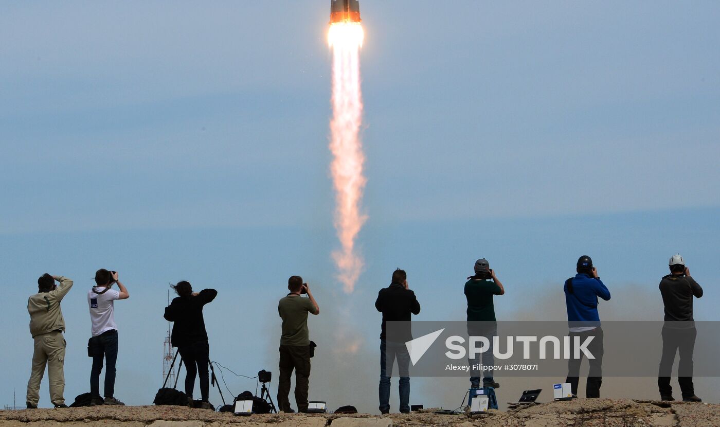 Soyuz-FG carrier rocket with manned spacecraft Soyuz MS-04 launches from Baikonur