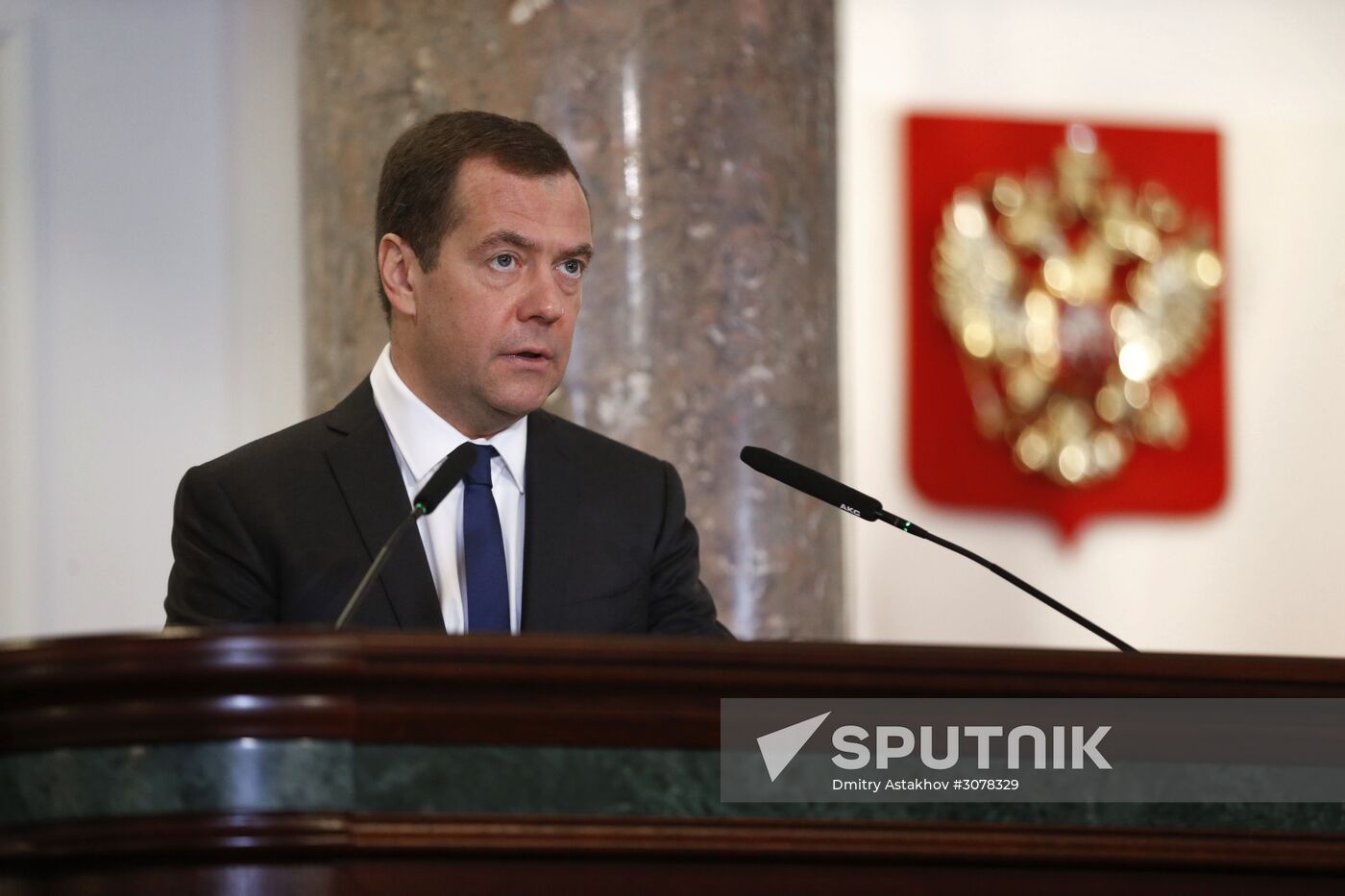 Russian Prime Minister Dmitry Medvedev attends expanded meeting of Finance Ministry Board