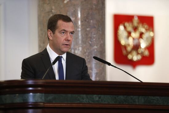 Russian Prime Minister Dmitry Medvedev attends expanded meeting of Finance Ministry Board