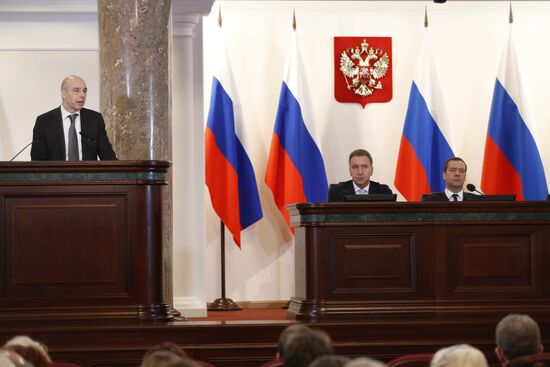 Russian Prime Minister Dmitry Medvedev attends expanded meeting of Finance Ministry Board
