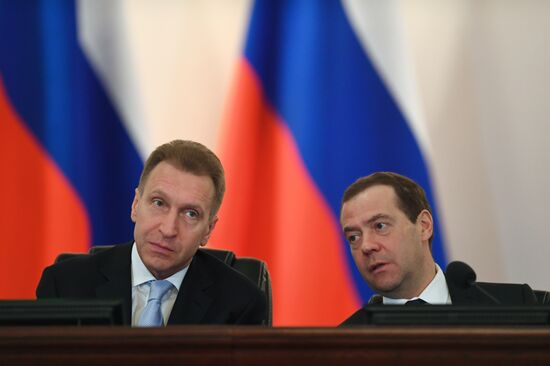 Russian Prime Minister Dmitry Medvedev attends expanded meeting of Finance Ministry Board