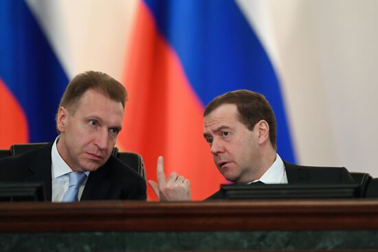 Russian Prime Minister Dmitry Medvedev attends expanded meeting of Finance Ministry Board
