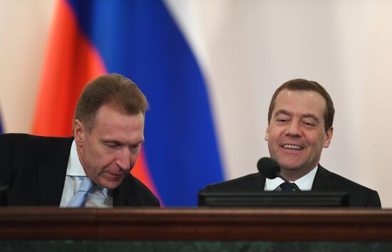 Russian Prime Minister Dmitry Medvedev attends expanded meeting of Finance Ministry Board