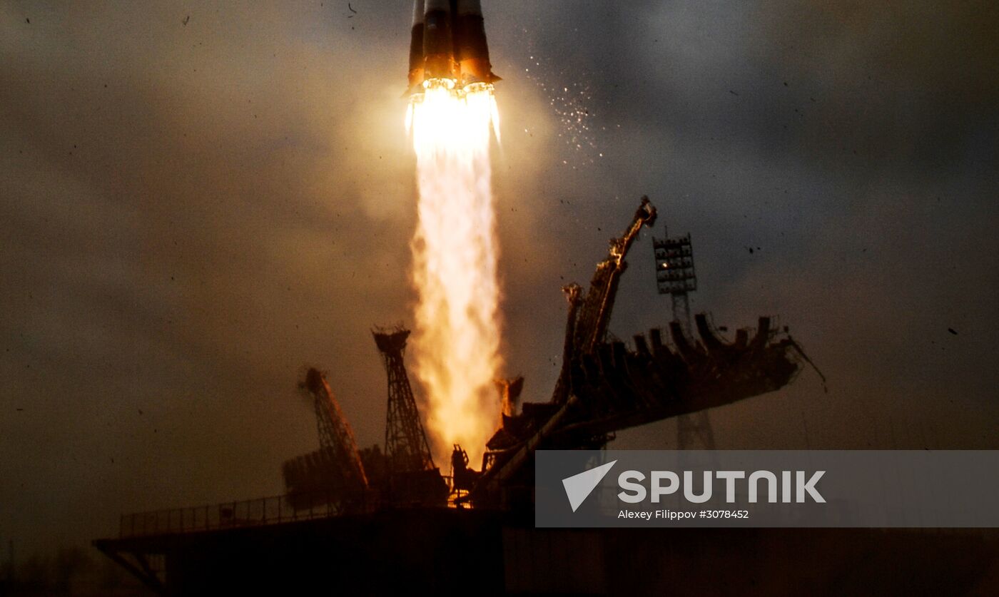 Launch of Soyuz-FG carrier rocket with Soyuz MS-04 aboard from Baikonur