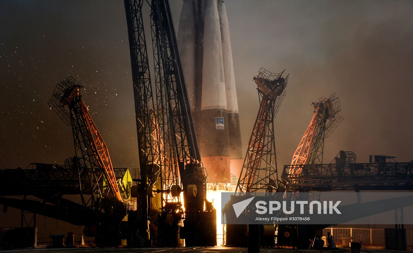 Launch of Soyuz-FG carrier rocket with Soyuz MS-04 aboard from Baikonur space center